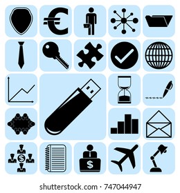 Set of 22 business icons, high quality. Collection. Flat design. Vector Illustration.