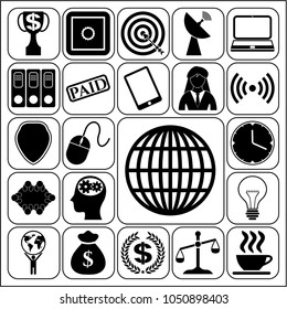 Set of 22 business icons, pictograms, symbols. Collection. Flat design. Vector Illustration.