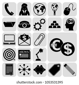  Set of 22 business icons, pictograms, symbols. Collection. Flat design. Vector Illustration.
