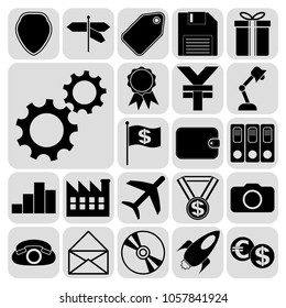 Set of 22 business icons, pictograms, symbols. Collection. Flat design. Vector Illustration.