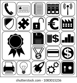  Set of 22 business icons, pictograms, symbols. Collection. Detailed design. Vector Illustration.