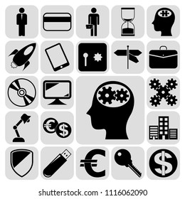 Set of 22 business icons, pictograms, symbols. Collection. Flat design. Vector Illustration.