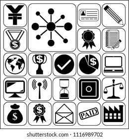 Set of 22 business icons, pictograms, symbols. Collection. Flat design. Vector Illustration.