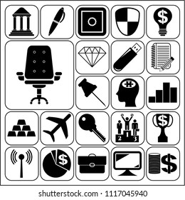 Set of 22 business icons, pictograms, symbols. Collection. Detailed design. Vector Illustration.