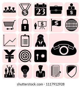  Set of 22 business icons, pictograms, symbols. Collection. Detailed design. Vector Illustration.