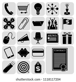 Set of 22 business icons, pictograms, symbols. Collection. Flat design. Vector Illustration.