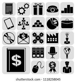 Set of 22 business icons, pictograms, symbols. Collection. Flat design. Vector Illustration.