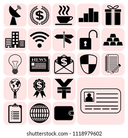 Set of 22 business icons, pictograms, symbols. Collection. Flat design. Vector Illustration.