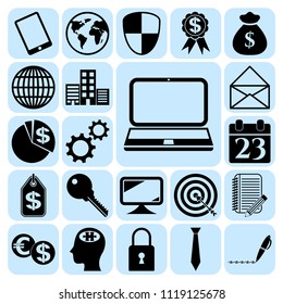Set of 22 business icons, pictograms, symbols. Collection. Flat design. Vector Illustration.