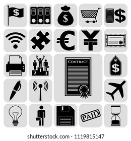 Set of 22 business icons, pictograms, symbols. Collection. Flat design. Vector Illustration.