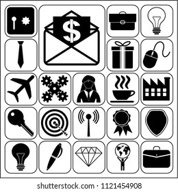 Set of 22 business icons, pictograms, symbols. Collection. Flat design. Vector Illustration.