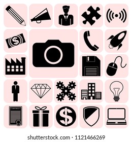 Set of 22 business icons, pictograms, symbols. Collection. Detailed design. Vector Illustration.