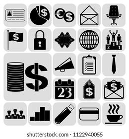 Set of 22 business icons, pictograms, symbols. Collection. Detailed design. Vector Illustration.