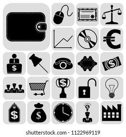 Set of 22 business icons, pictograms, symbols. Collection. Flat design. Vector Illustration.