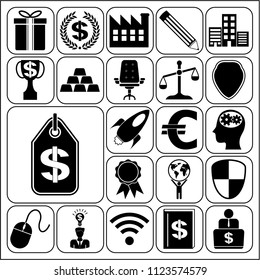 Set of 22 business icons, pictograms, symbols. Collection. Flat design. Vector Illustration.