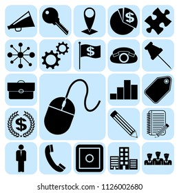 Set of 22 business icons, pictograms, symbols. Collection. Detailed design. Vector Illustration.