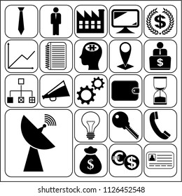  Set of 22 business icons, pictograms, symbols. Collection. Flat design. Vector Illustration.