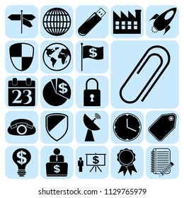 Set of 22 business icons, pictograms, symbols. Collection. Flat design. Vector Illustration.