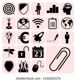 Set of 22 business icons, pictograms, symbols. Collection. Detailed design. Vector Illustration.