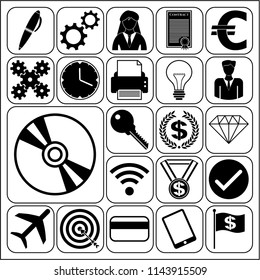 Set of 22 business icons, pictograms, symbols. Collection. Flat design. Vector Illustration.