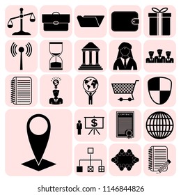 Set of 22 business icons, pictograms, symbols. Collection. Amazing desing. Vector Illustration.