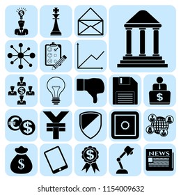 Set of 22 business icons, pictograms, symbols. Collection. Flat design. Vector Illustration.