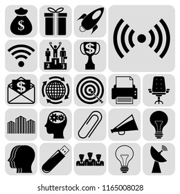 Set of 22 business icons, pictograms, symbols. Collection. Flat design. Vector Illustration.
