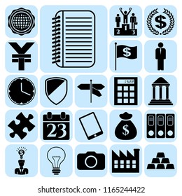 Set of 22 business icons, pictograms, symbols. Collection. Flat design. Vector Illustration.