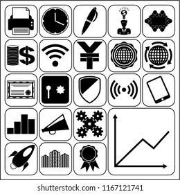 Set of 22 business icons, pictograms, symbols. Collection. Detailed design. Vector Illustration.