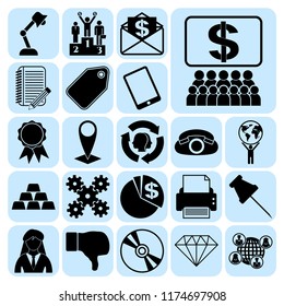 Set of 22 business icons, pictograms, symbols. Collection. Detailed design. Vector Illustration.