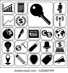 Set of 22 business icons, pictograms, symbols. Collection. Detailed design. Vector Illustration.