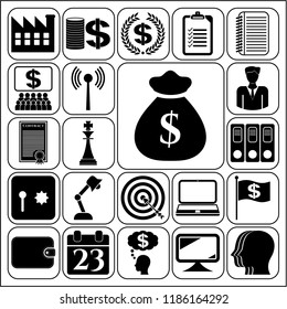 Set of 22 business icons, pictograms, symbols. Collection. Amazing desing. Vector Illustration.