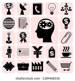 Set of 22 business icons, pictograms, symbols. Collection. Detailed design. Vector Illustration.