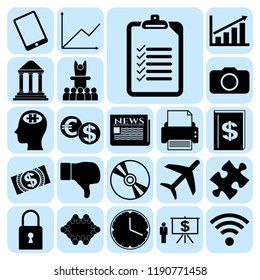 Set of 22 business icons, pictograms, symbols. Collection. Detailed design. Vector Illustration.