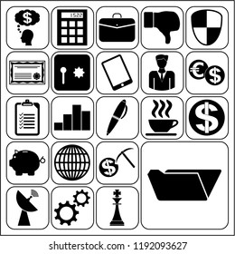 Set of 22 business icons, pictograms, symbols. Collection. Detailed design. Vector Illustration.