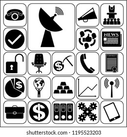 Set of 22 business icons, pictograms, symbols. Collection. Flat design. Vector Illustration.