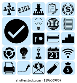 Set of 22 business icons, pictograms, symbols. Collection. Detailed design. Vector Illustration.