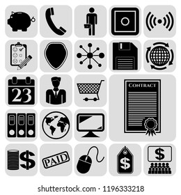 Set of 22 business icons, pictograms, symbols. Collection. Detailed design. Vector Illustration.