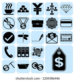 Set of 22 business icons, pictograms, symbols. Collection. Detailed design. Vector Illustration.