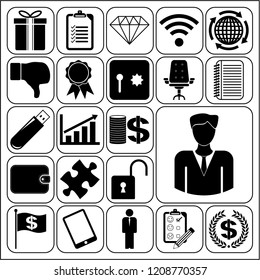 Set of 22 business icons, pictograms, symbols. Collection. Amazing desing. Vector Illustration.