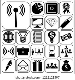 Set of 22 business icons, pictograms, symbols. Collection. Flat design. Vector Illustration.