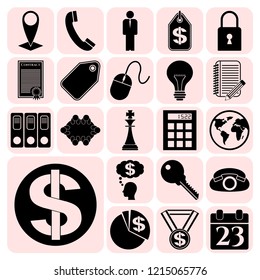 Set of 22 business icons, pictograms, symbols. Collection. Detailed design. Vector Illustration.