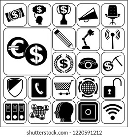 Set of 22 business icons, pictograms, symbols. Collection. Detailed design. Vector Illustration.