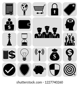 Set of 22 business icons, pictograms, symbols. Collection. Flat design. Vector Illustration.