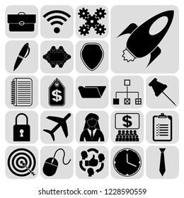 Set of 22 business icons, pictograms, symbols. Collection. Detailed design. Vector Illustration.