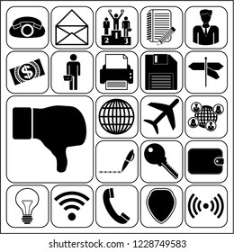 Set of 22 business icons, pictograms, symbols. Collection. Flat design. Vector Illustration.