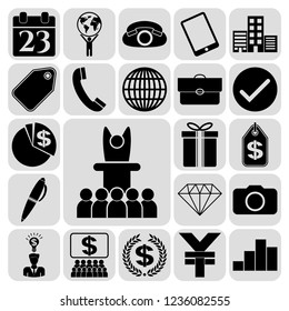 Set of 22 business icons, pictograms, symbols. Collection. Detailed design. Vector Illustration.