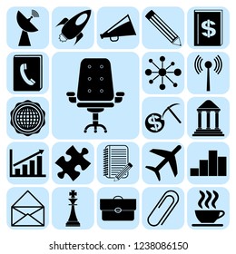 Set of 22 business icons, pictograms, symbols. Collection. Detailed design. Vector Illustration.
