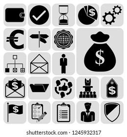 Set of 22 business icons, pictograms, symbols. Collection. Detailed design. Vector Illustration.