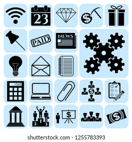 Set of 22 business icons, pictograms, symbols. Collection. Flat design. Vector Illustration.